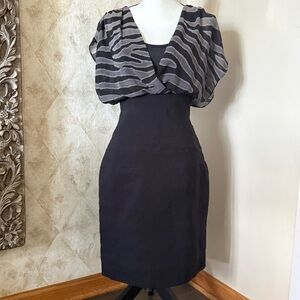 Nicole Black and Gray Midi Dress